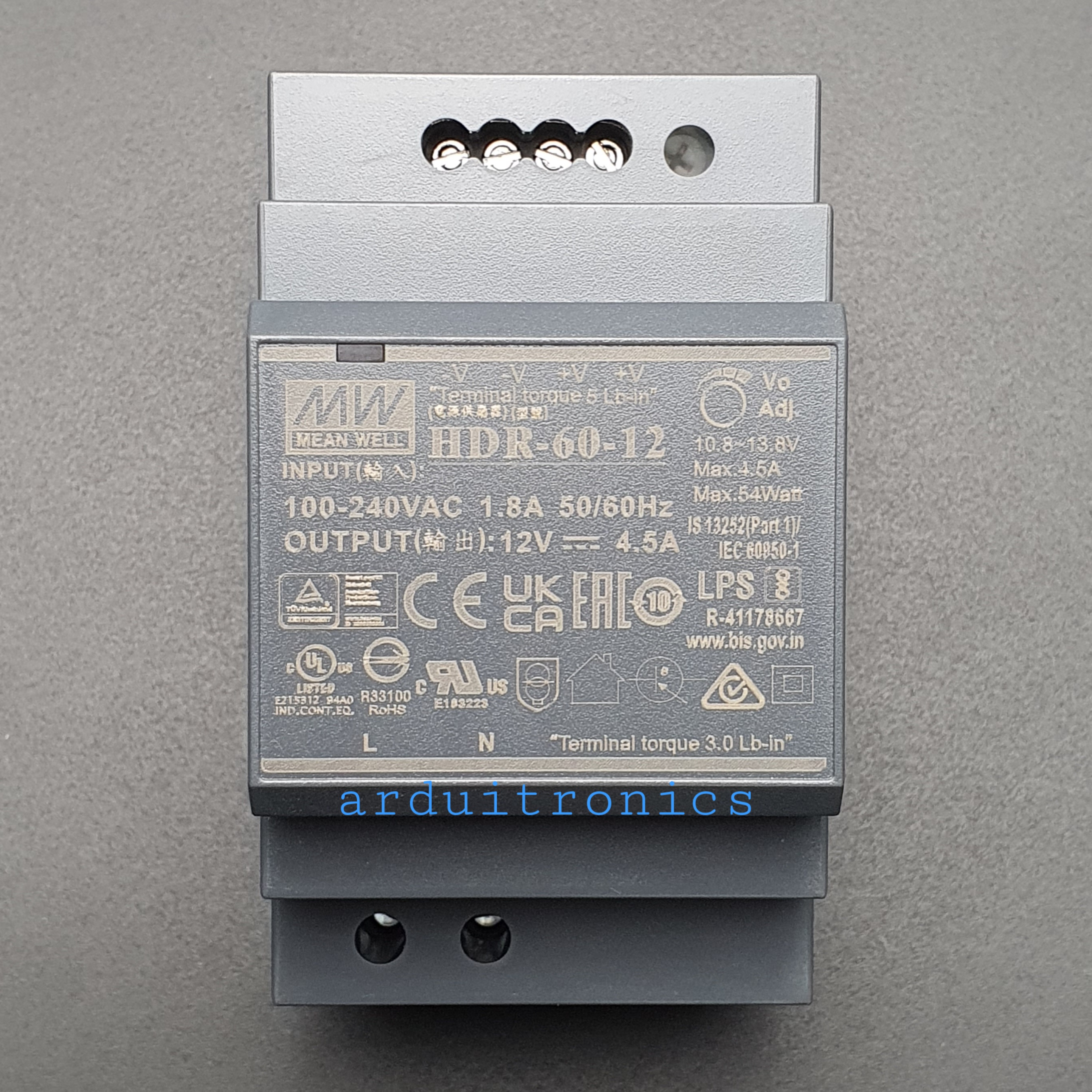 MeanWell DIN Rail - 60Watts Constant Voltage 12V LED Power Supply (HDR-60-12)