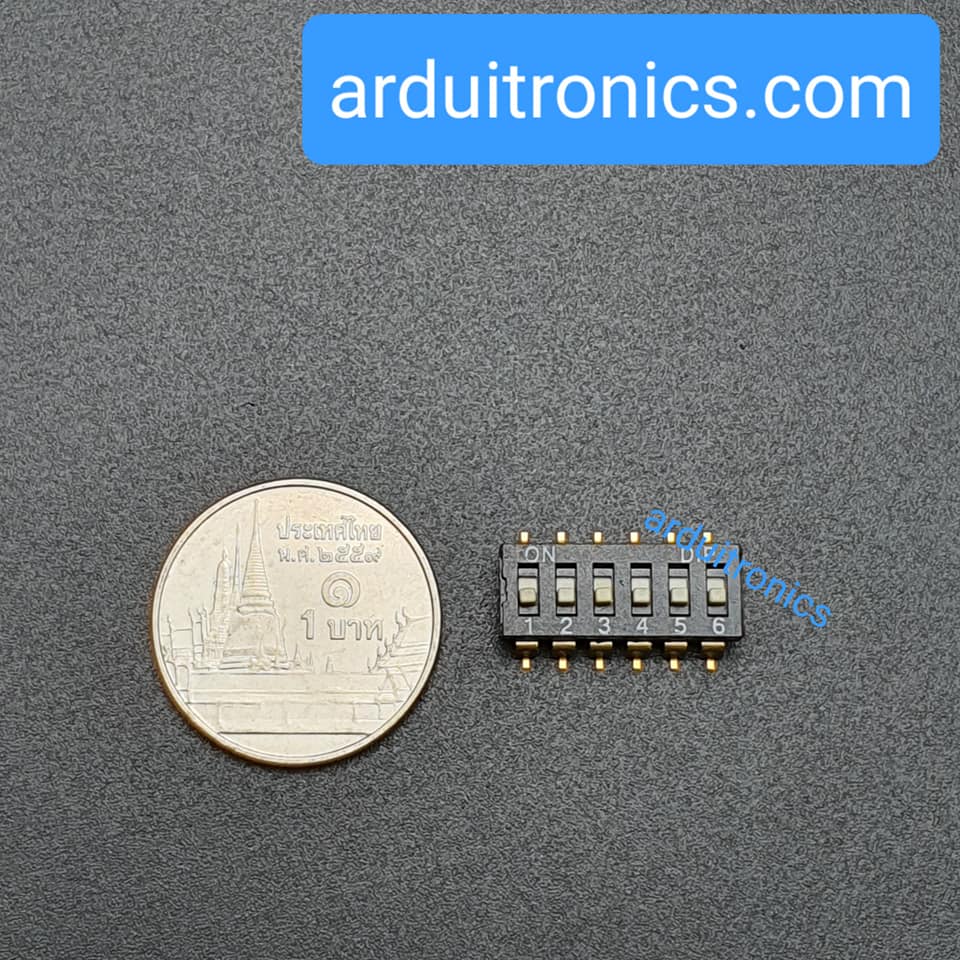 SMD DIP Switch 2.54mm Black SMD สวิตช์ 6P