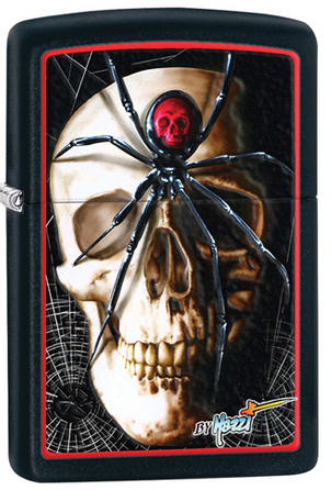 Zippo 28627 Mazzi Spider & Skull Black Matte