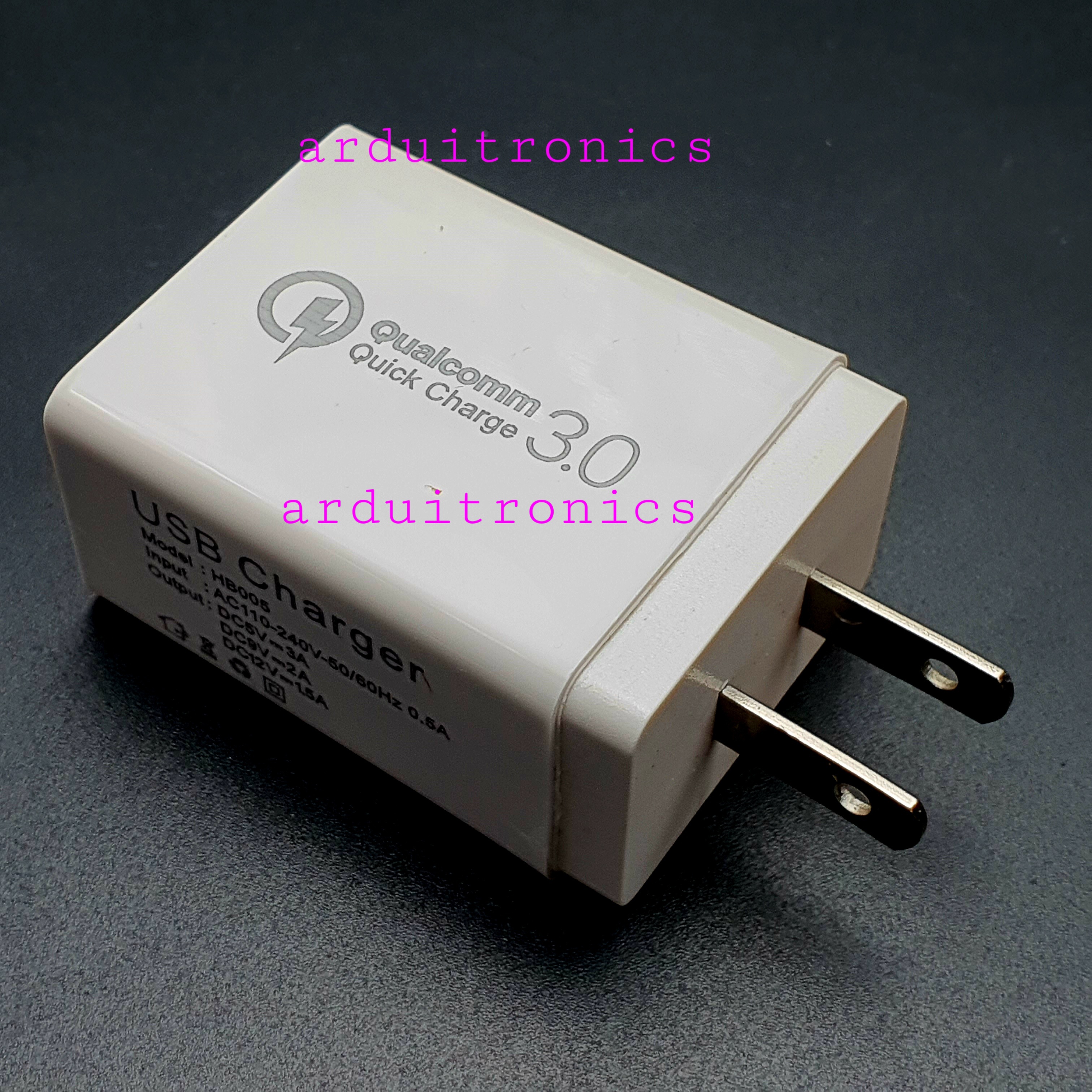 Fast Charge Adapter 5V 3A USB QC3.0 18W ด่วนชาร์จอะแดปเตอร์ สีขาว (กรอบยาว)