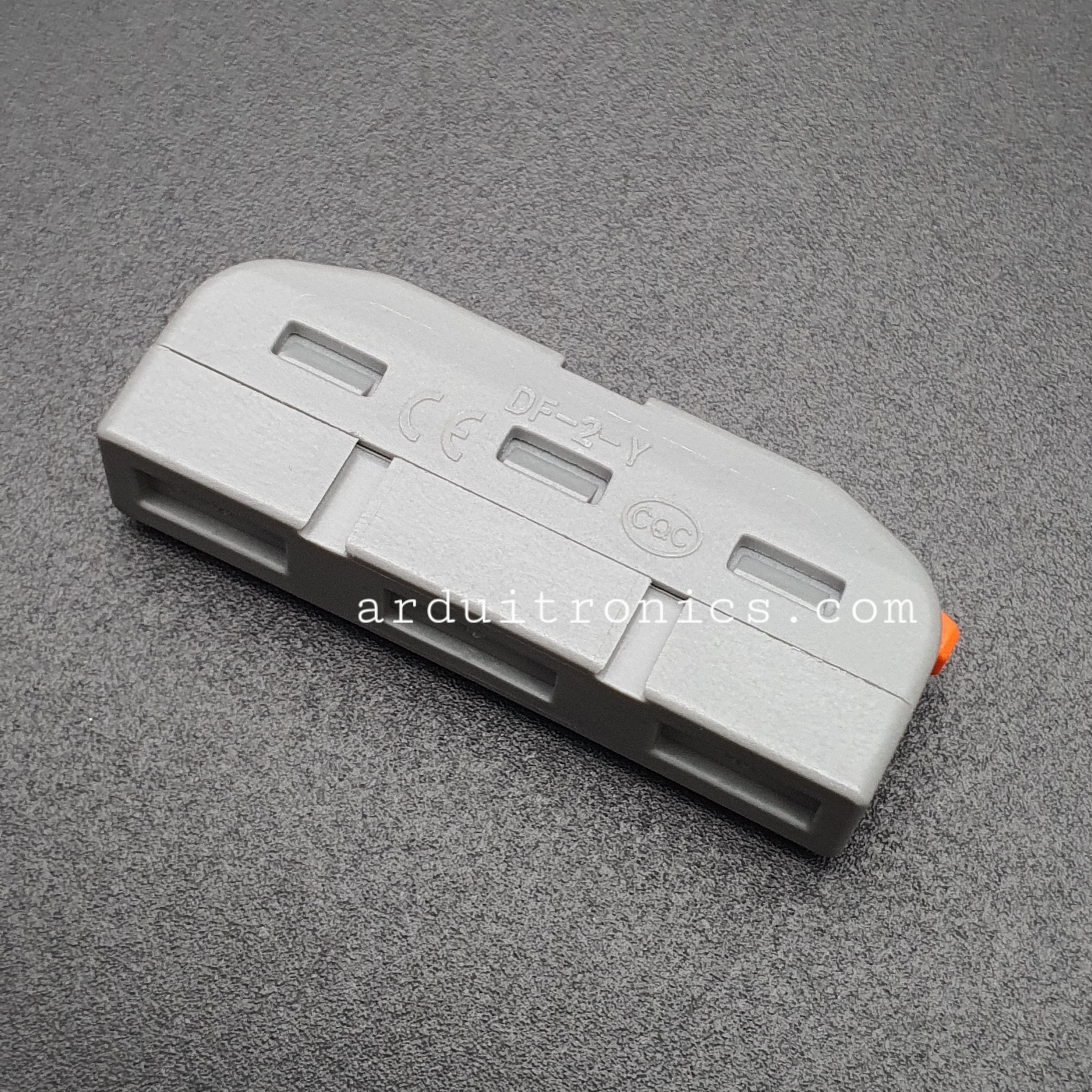 Terminal ต่อสายไฟแบบเร็ว 2 ช่อง (1 in - 1 out) Wire Connector Quick Terminal 0.2-4mm Square Splitter รุ่น DF-2-Y สีส้ม