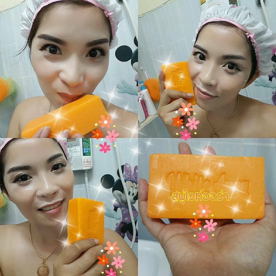 WHITE AURA ( สบู่ไวท์ออร่า สกัดจากแครอทแท้ 100% ) 100 กรัม