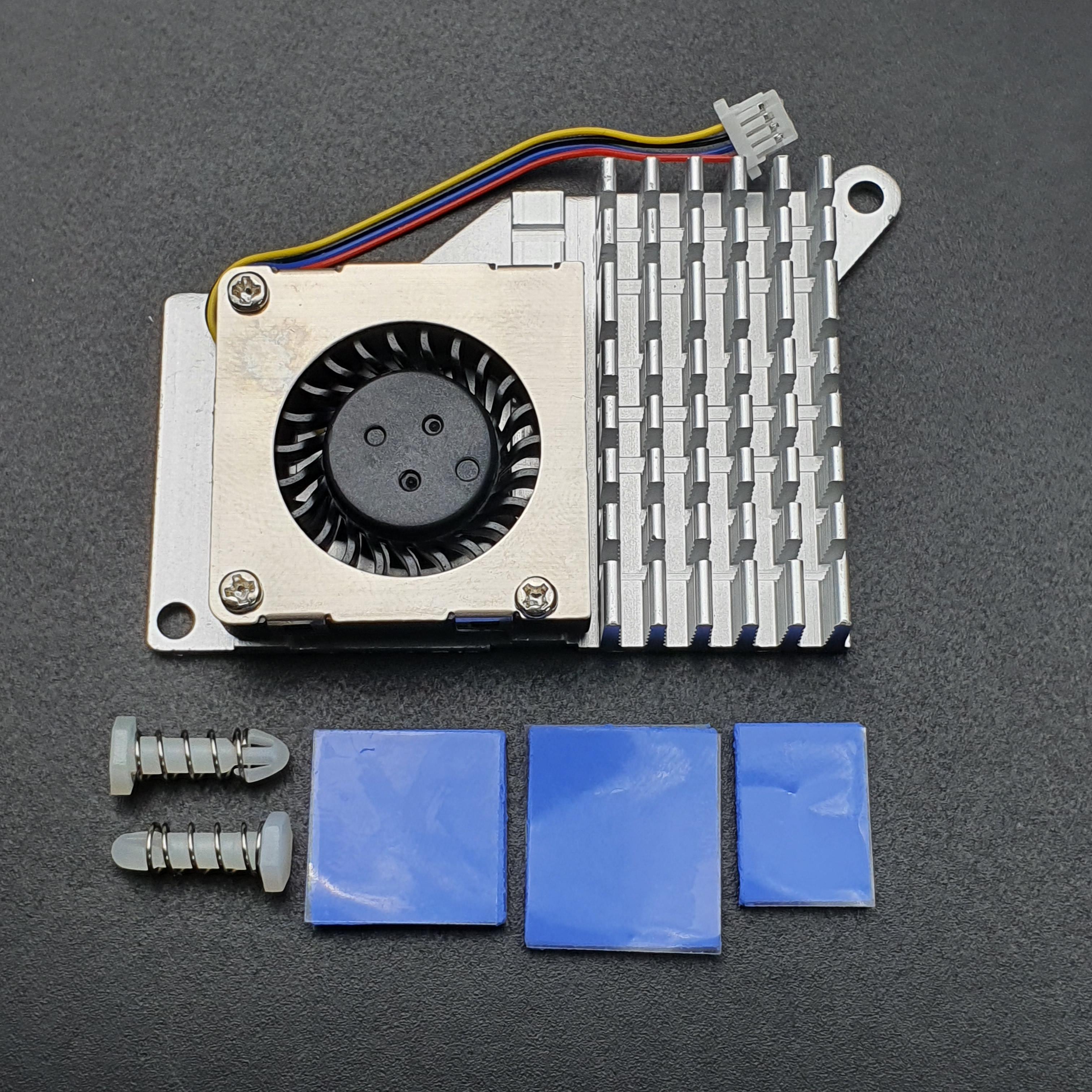 Raspberry Pi 5 Active Cooling Fan With Aluminum Radiator Heat Sink - สีเงินและพัดลมสีดำ