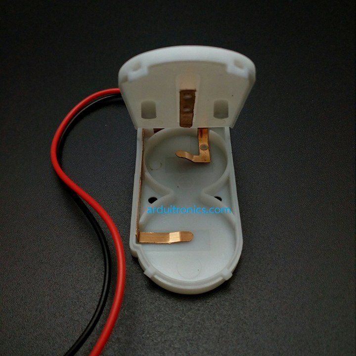 Battery Box รางถ่านกระดุม CR2032 สีขาว ใส่ได้ 2 ก้อน 6V (ก้อนละ 3V) พร้อมสวิตช์