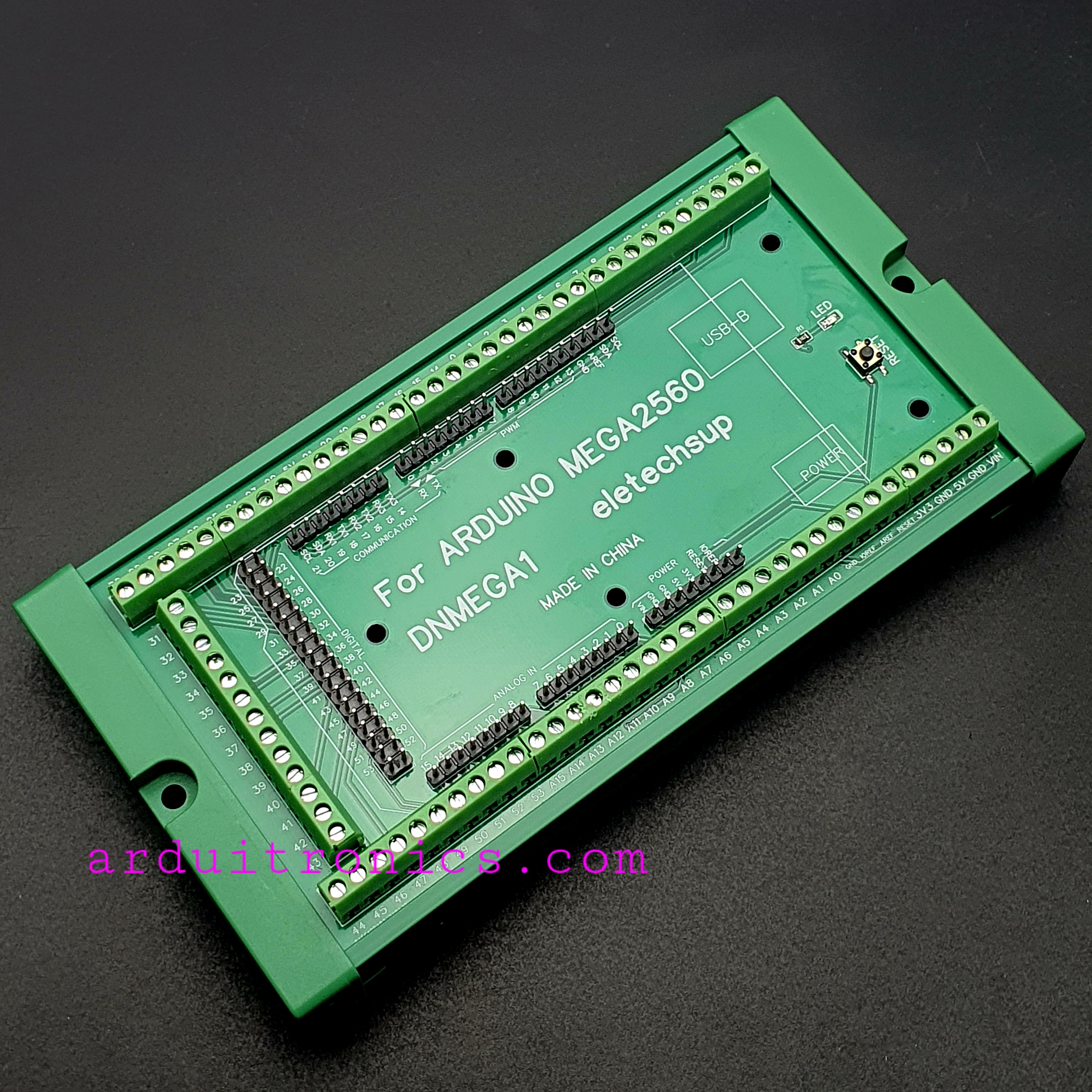 DNMEGA1 DIN โมดูล บล็อกอะแดปเตอร์ขั้วต่อแบบสกรูรางติดตั้งสำหรับ MEGA2560 Arduino R3 ATMega2560 Dev Board