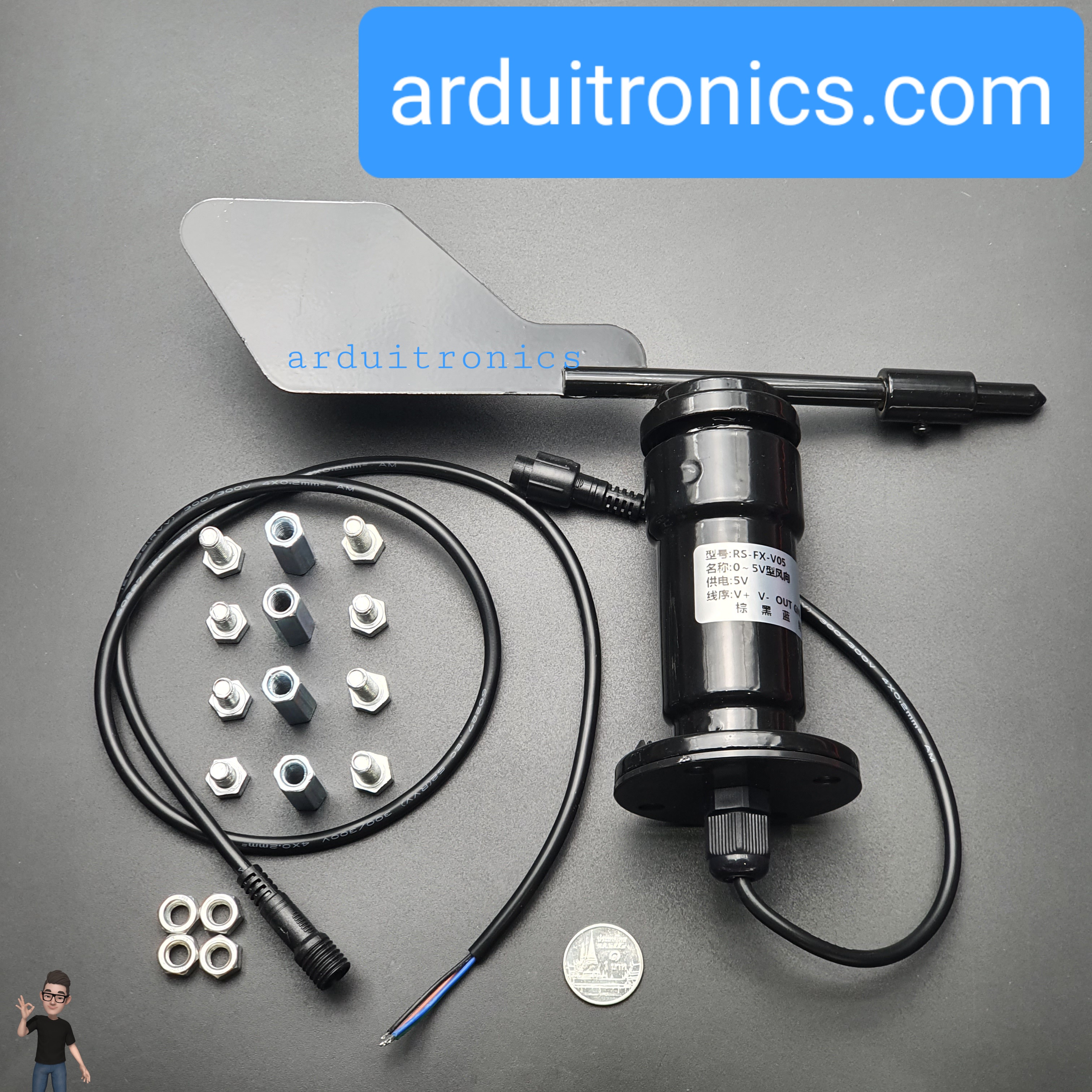 เซ็นเซอร์วัดทิศทางลม arduino หมุนได้ 360 องศา โลหะ Wind Direction Sensor Signal 0-5V