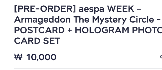 aespa - aespa WEEK – Armageddon : The Mystery Circle MD - Postcard + Hologram Photocard set แบบ Karina