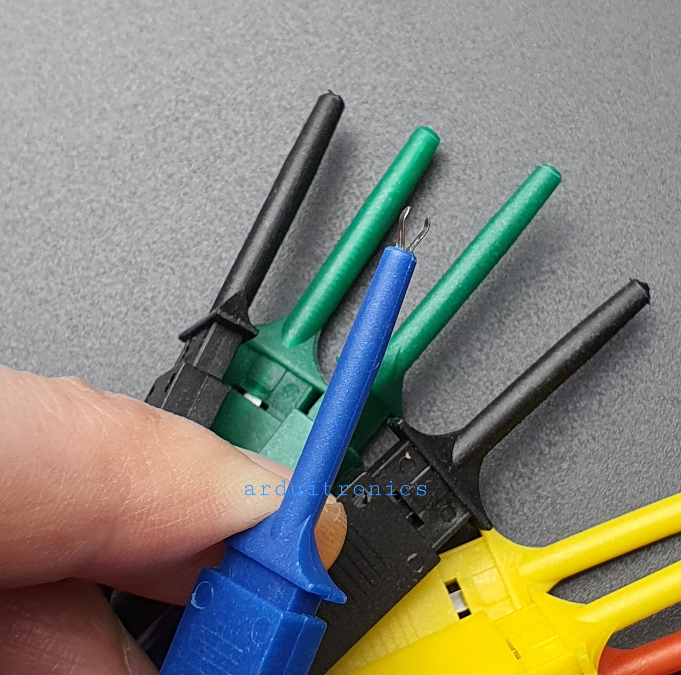 Jumper Wire 10p Test Hook 10 เส้น ปลายสายแบบผู้ Test Hook To Male Dupont Cable