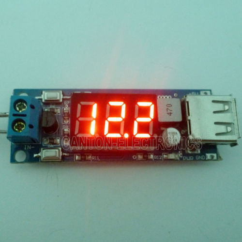 DC-to-DC Voltage Step Down (from 4.5V - 40V to 5V) + LED Voltmeter