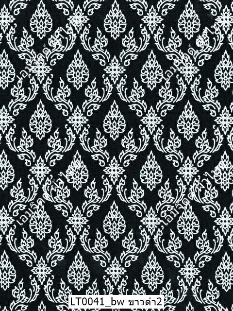 ผ้าลายไทย LT0041_bw ขาวดำ (กดรูปเพื่อเลือกขนาด)