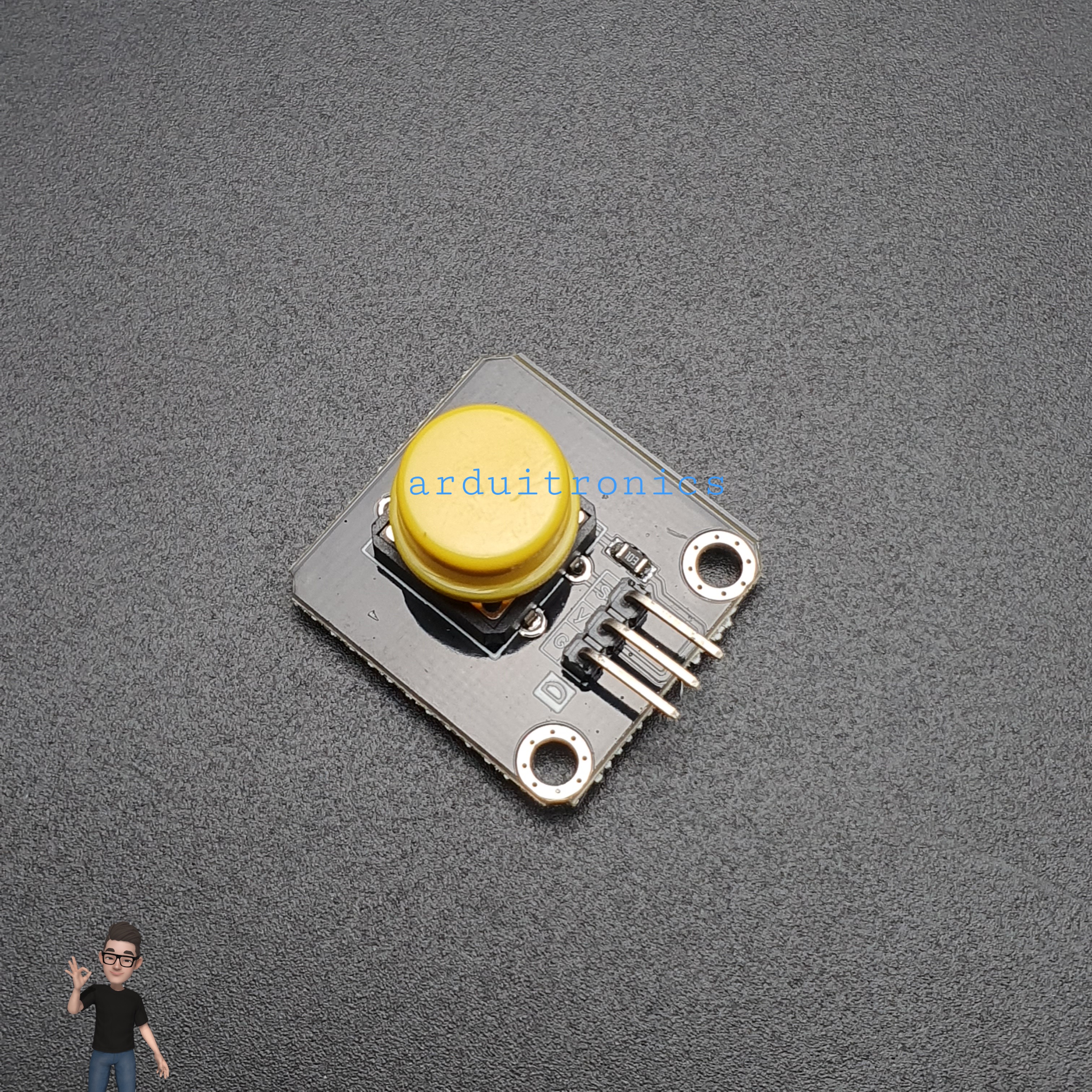 โมดูลสวิตช์กดติด/ปล่อยดับ Button Switch Module for Arduino สีเหลือง