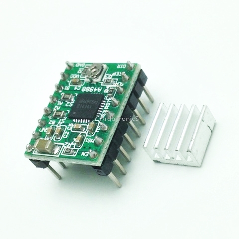 A4988 Stepper Motor Drive Reprap (for 3D Printer) with Heat Sink - Green PCB