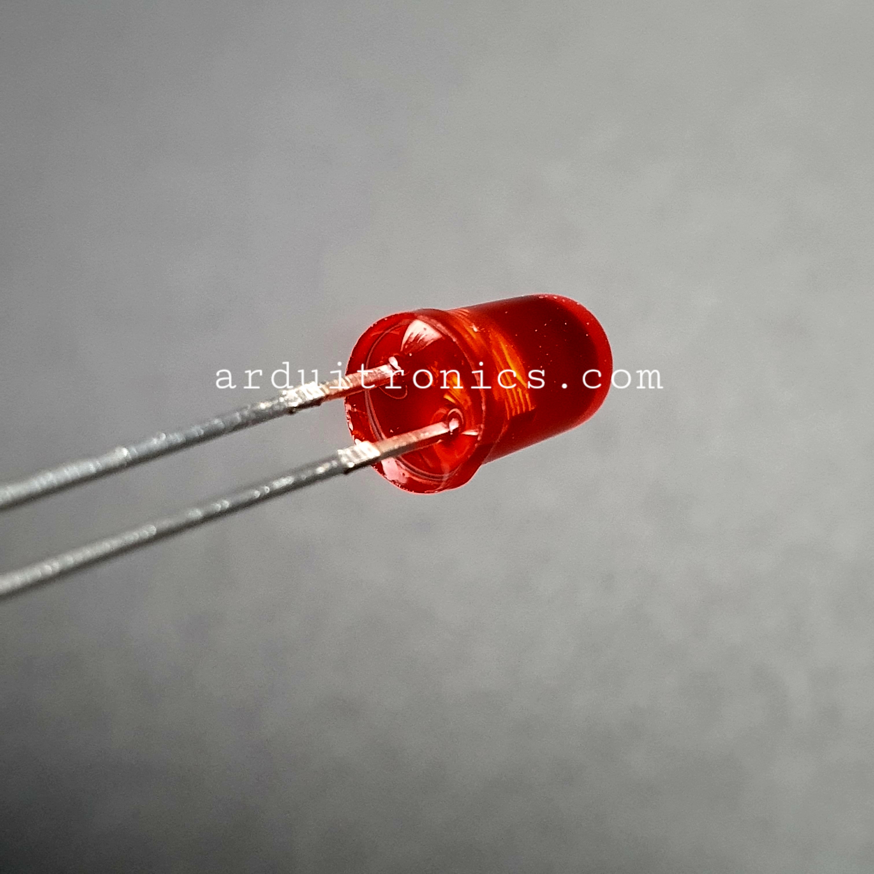 Red LED 5mm ชุด 10 หลอด ขายาว ขนาด 28mm สีแดง