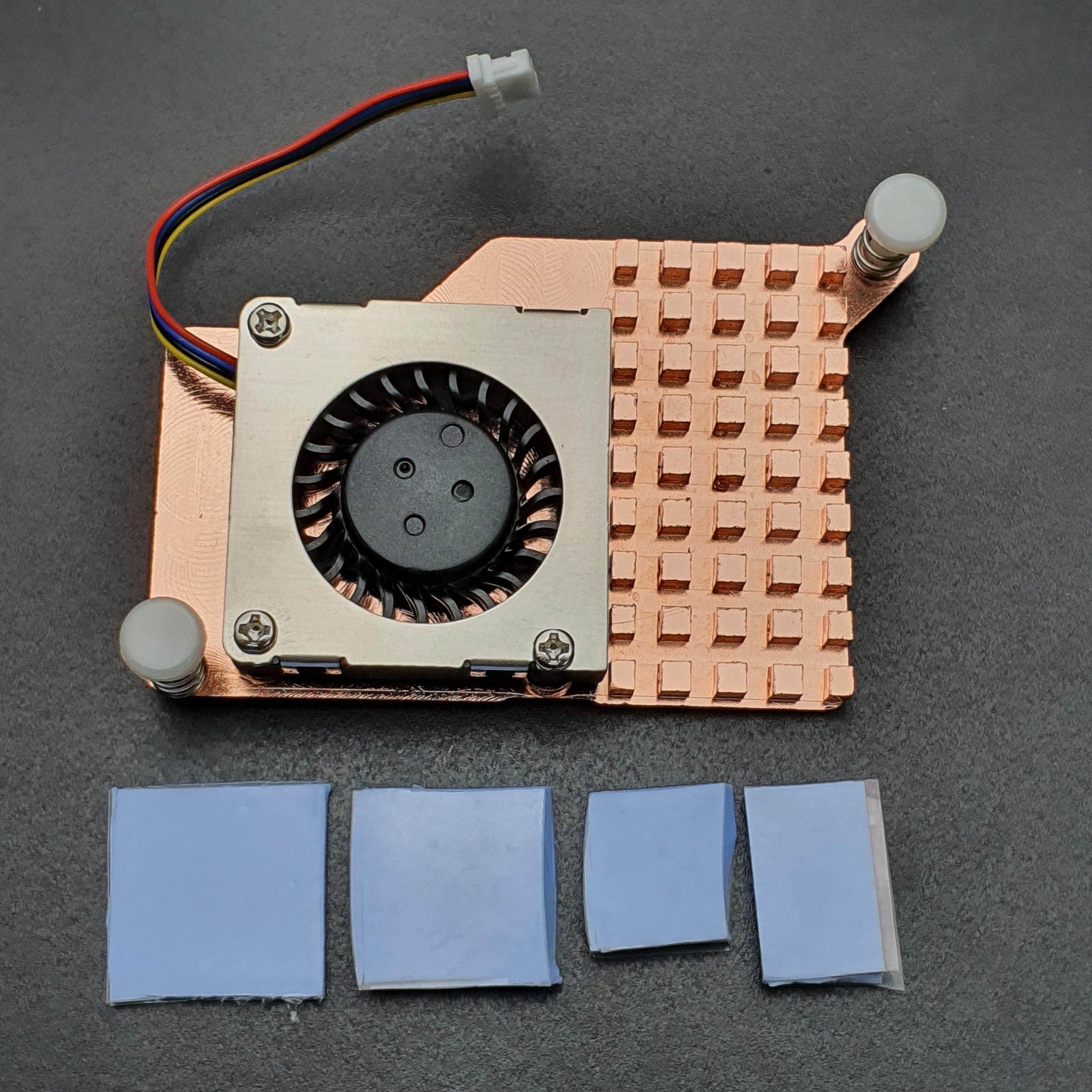 Raspberry Pi 5 Active Cooling Fan With Aluminum Radiator Heat Sink - สีทองแดงและพัดลมสีดำ