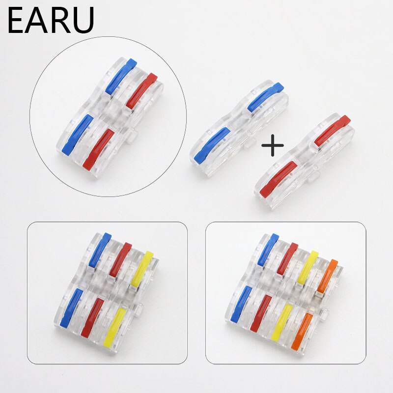 Terminal ต่อสายไฟแบบเร็ว 2 ช่อง (1 in - 1 out) Wire Connector Quick Terminal 0.08-4mm Square Splitter SPL-1 สีส้ม