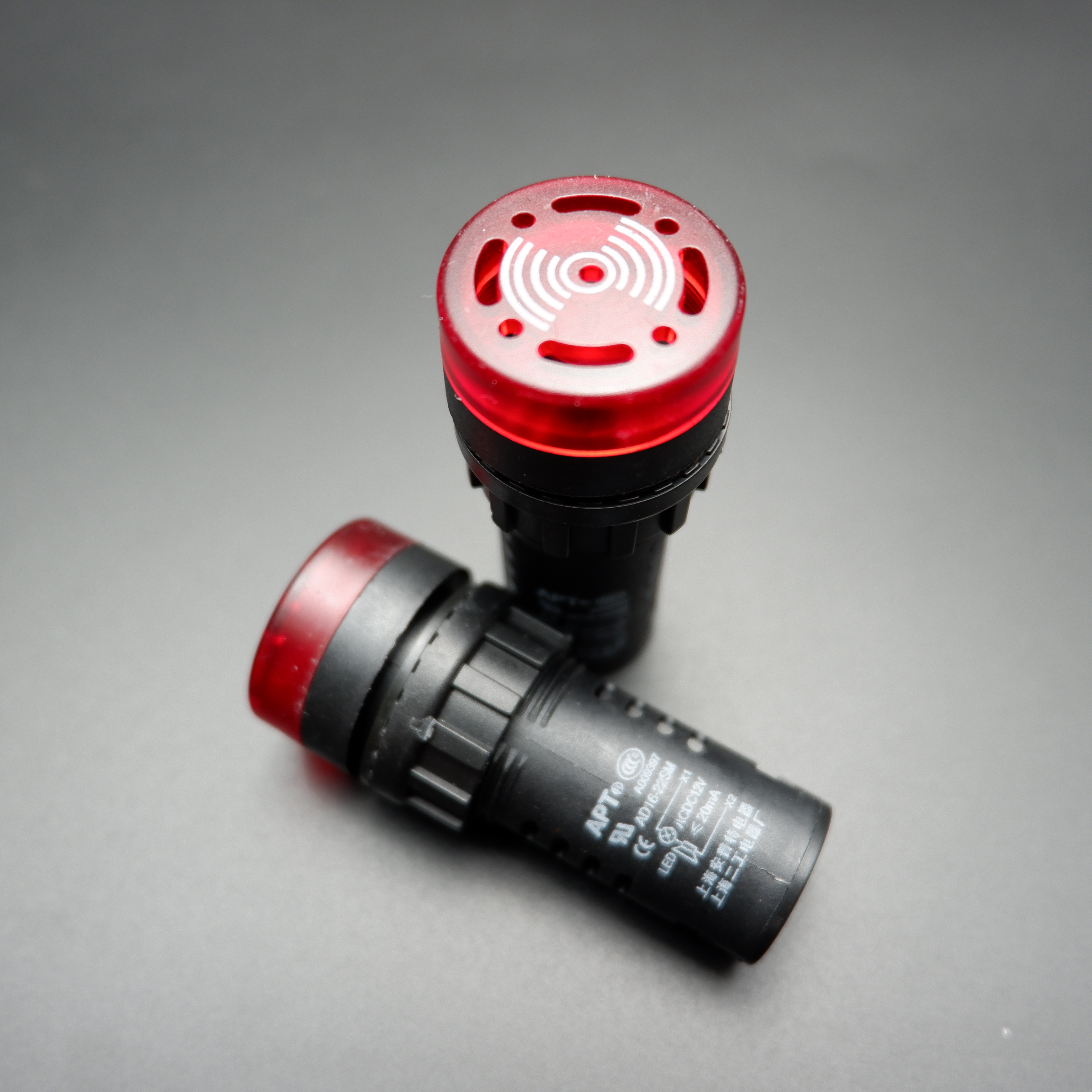 ไฟสีแดง Buzzer LED Alert 12V เสียงและแสงสัญญาณเตือนภัย ออดไฟฟ้า 22mm