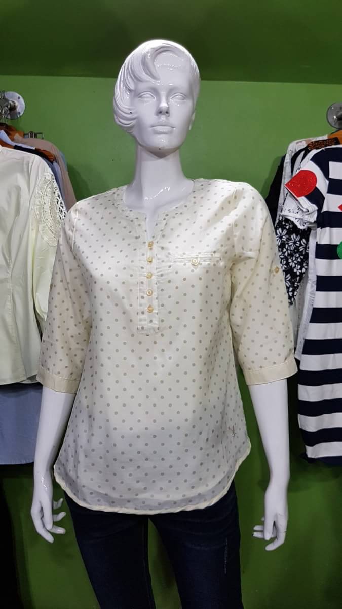 เสื้อแฟชั่น Polka dot คอจีน CC concept ผ้า Silk มีซับในค่ะ
