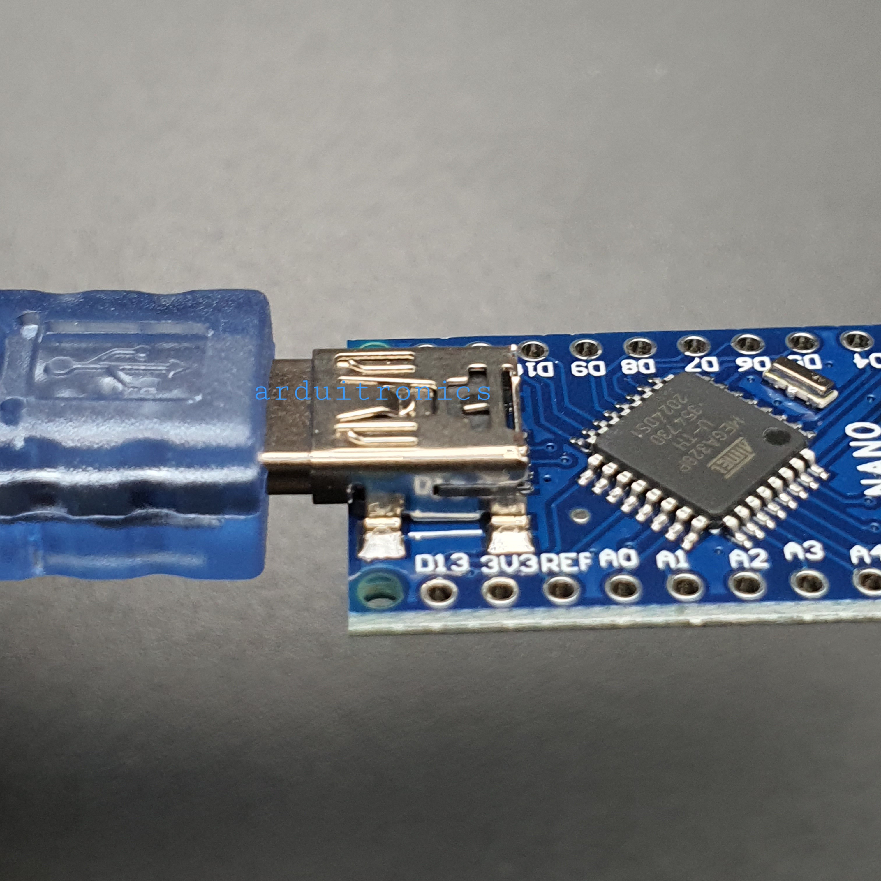 Nano V3 ATMega328P CH340G ยังไม่บัคกรี (มีคำว่า Nano บน PCB) + Free mini USB Cable