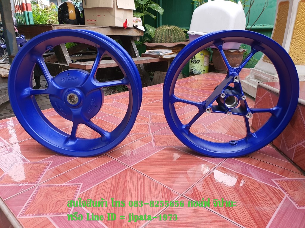 (Aerox) ชุดวงล้อแม็ก หน้าหลัง Yamaha Aerox 155 (สีน้ำเงิน) แท้ (ขายเป็นคู่)