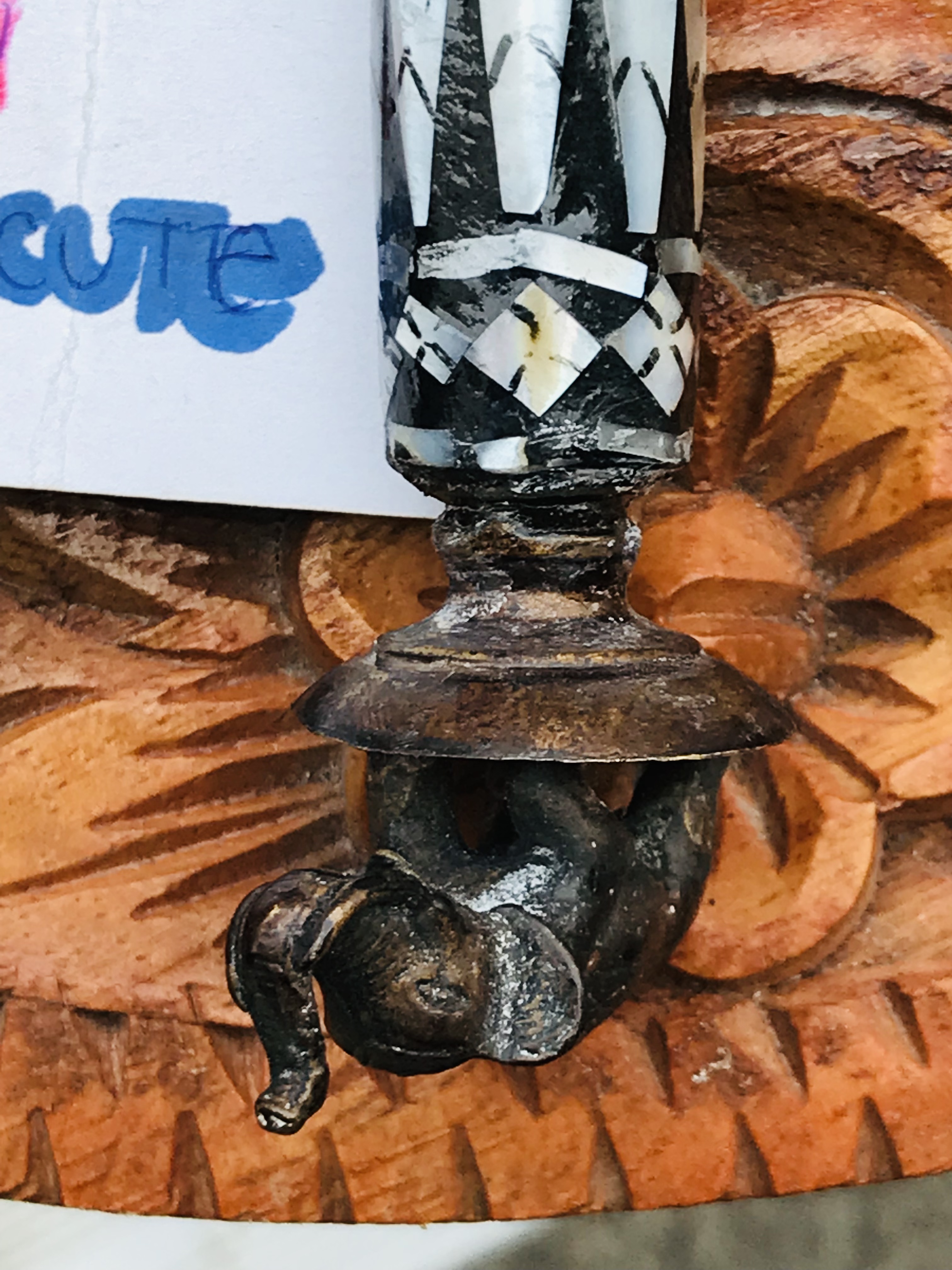 เริ่มต้น 899 บาท Antique Brass ตรีศูลพญานาคราช/ไม้คฑา ไม้ครู หลวงปู่ทวดอุ้มลูกแก้วพระนิรันตรายนั่งบนบัลลังก์พญางูจงอาง /ขวานพญานาคราช เนื้อทองเหลืองเก่า