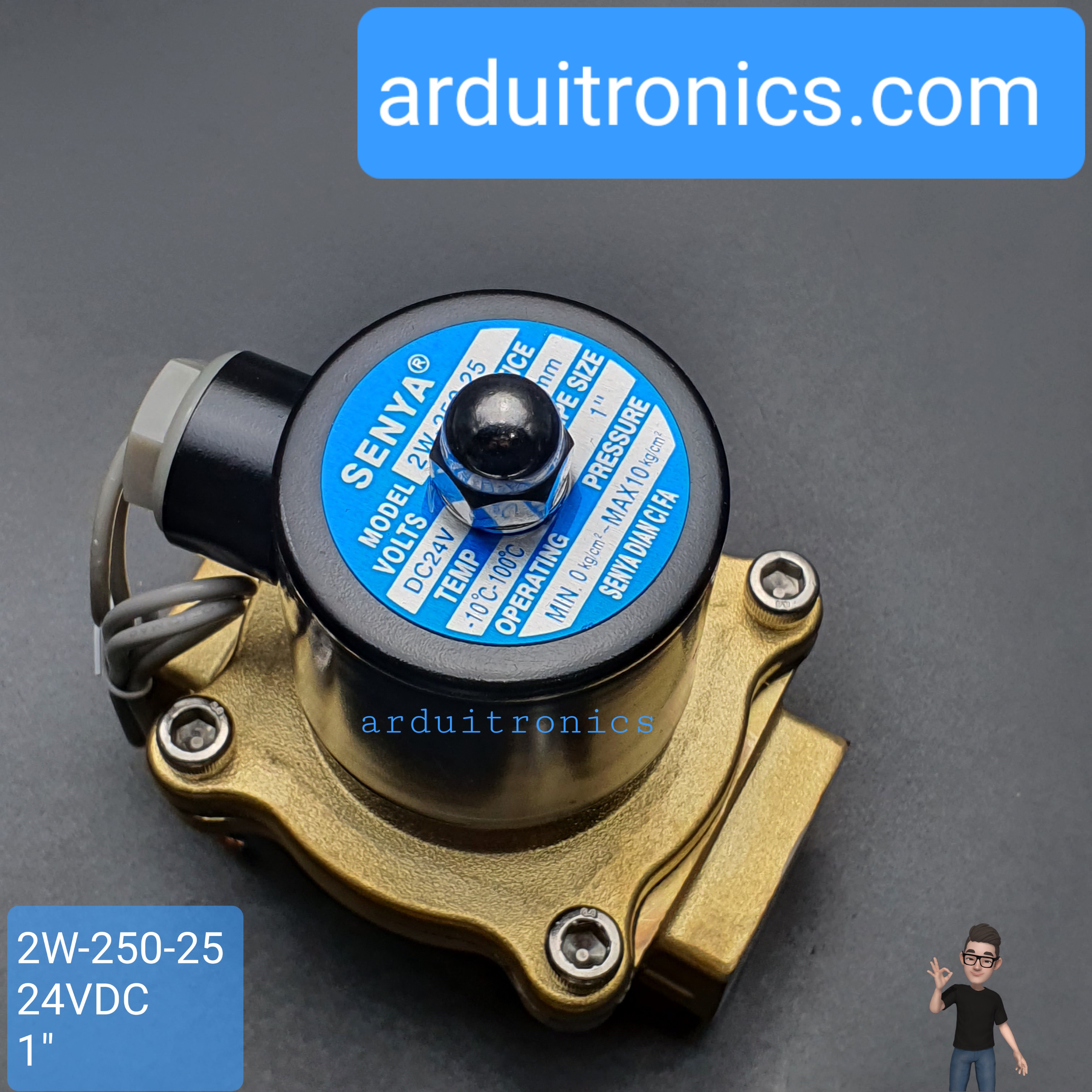 โซลินอยวาล์ว ทองเหลือง (Solenoid Valve Normally Closed) 8 หุน (1") 24VDC - ยี่ห้อ Senya 2W-250-25