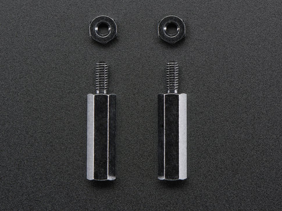 Brass M2.5 Standoffs 16mm tall - Black Plated - Pack of 2 (Adafruit)
