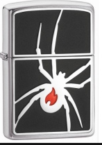 zippo ไฟแช็ค ZIPPO 21023 Arachno -Flame Emblem Brushed Crome