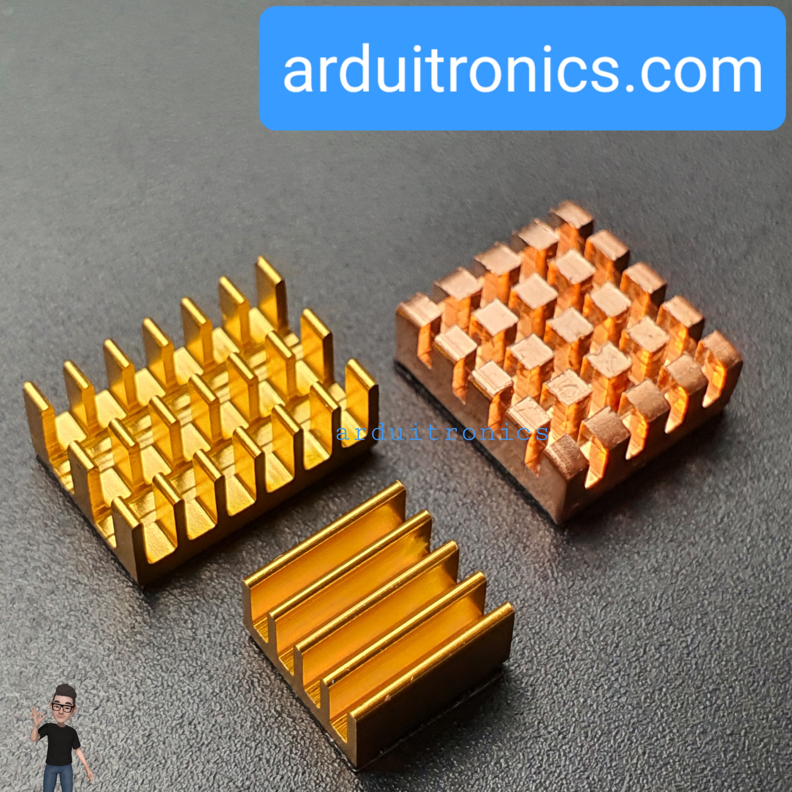 Raspberry Pi 4 Heat Sink Set for Raspberry Pi แผ่นระบายความร้อน 3ชิ้น สีทอง สีทองแดง
