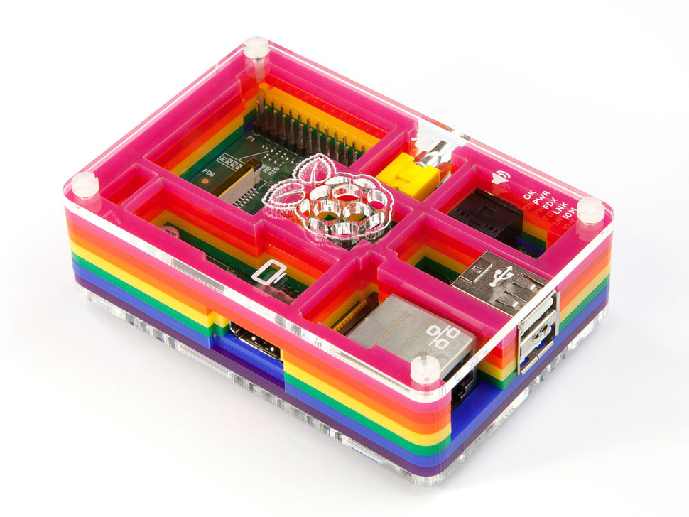 Rainbow Pibow - Enclosure for Raspberry Pi Model B (by Adafruit)
