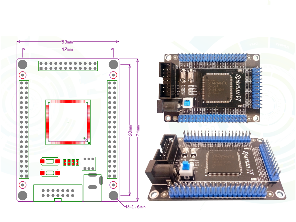 Xilinx Spartan-6 FPGA Development Board (XC6SLX9-2TQG144C) แถมสาย USB และ jumper