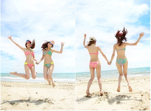 ***พร้อมส่ง***บิกินี่ชุดว่ายน้ำทูพีซ two-piece สวยเหมือนแบบค่ะ