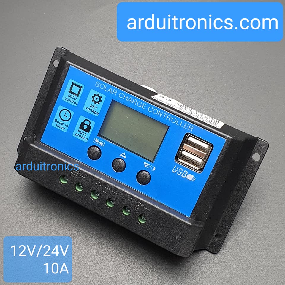 Solar Cell Charger Controller 12V/24V 10A พร้อมช่อง USB 2 ช่อง 5V โซล่าเซลล์ชาร์จเจอร์ระบบ PWM