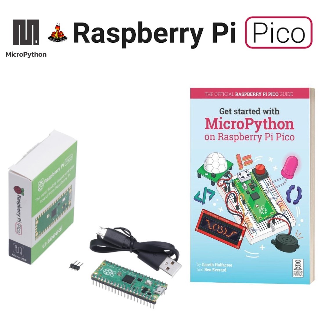 Raspberry Pi Pico (pre-soldered) + หนังสือสอนเขียนโปรแกรมบน Pico