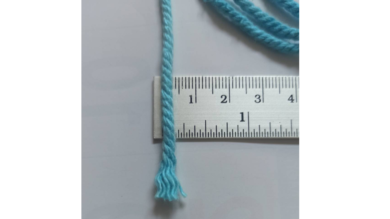 เชือกฝ้ายตีเกลียว ขนาด 3mm สีฟ้า แบ่งขาย 5 เมตร 10 บาท