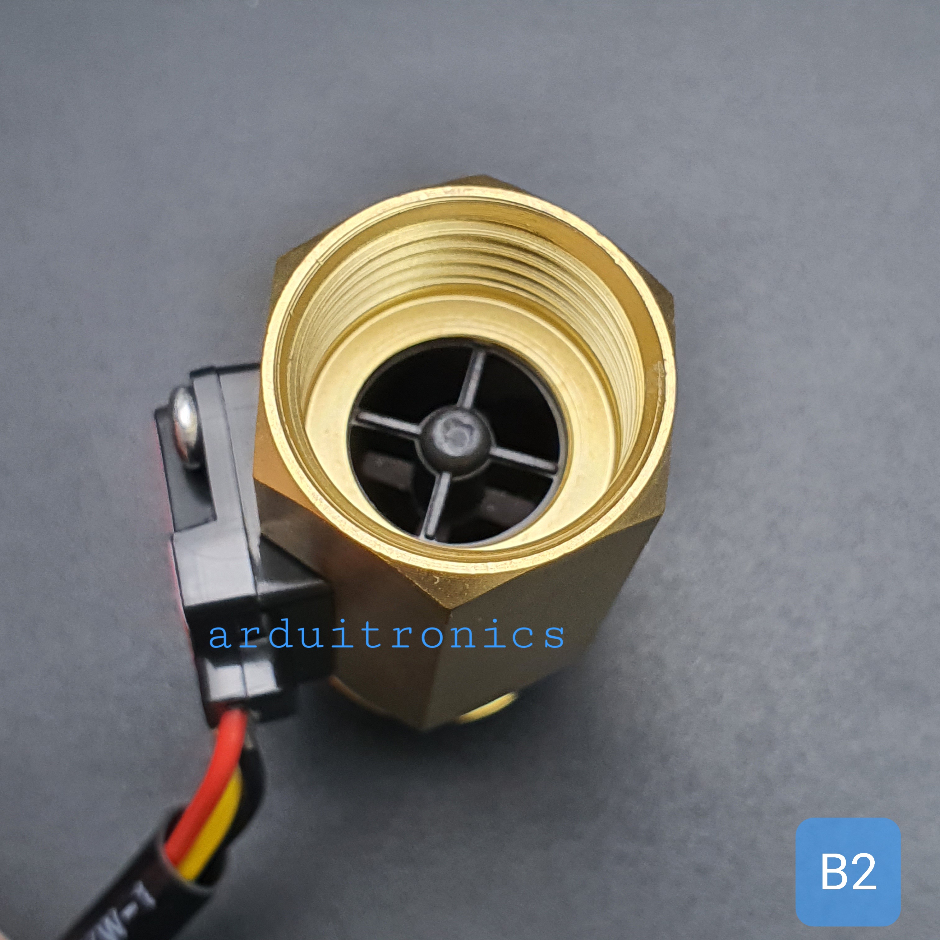 B2 เซ็นเซอร์วัดอัตราการไหลของน้ำ ทองแหลือง 1/2นิ้ว 4หุน Water Flow sensor 1-25L/min Size 50 mm
