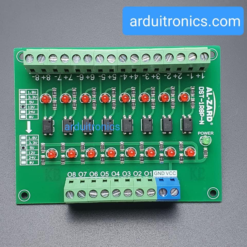 12V to 5V 8 Channel 12V - 5V Optocoupler Isolation Module PLC Signal Level Voltage Conversion Board
