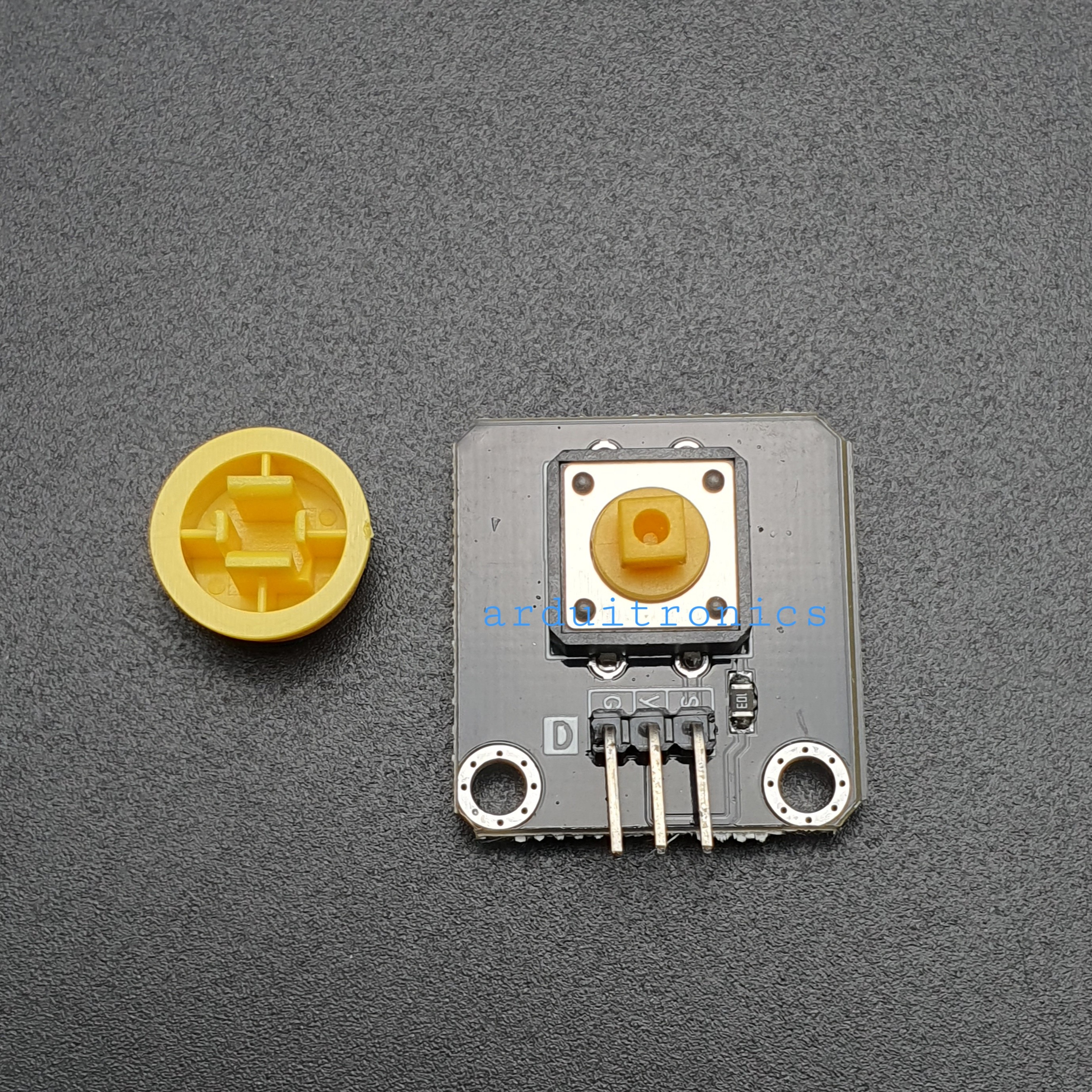 โมดูลสวิตช์กดติด/ปล่อยดับ Button Switch Module for Arduino สีเหลือง
