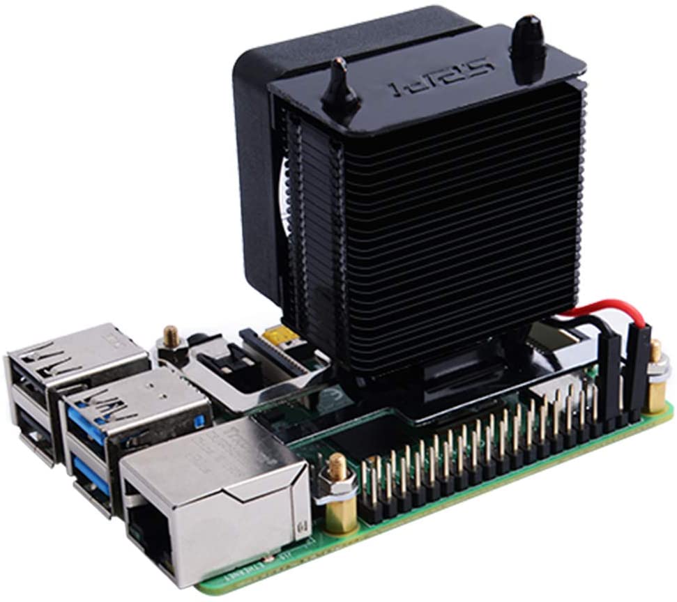 Black - ICE Tower CPU Cooling Fan for RPi 4B / 3B+/ 3B (สีดำ) with RGB LED