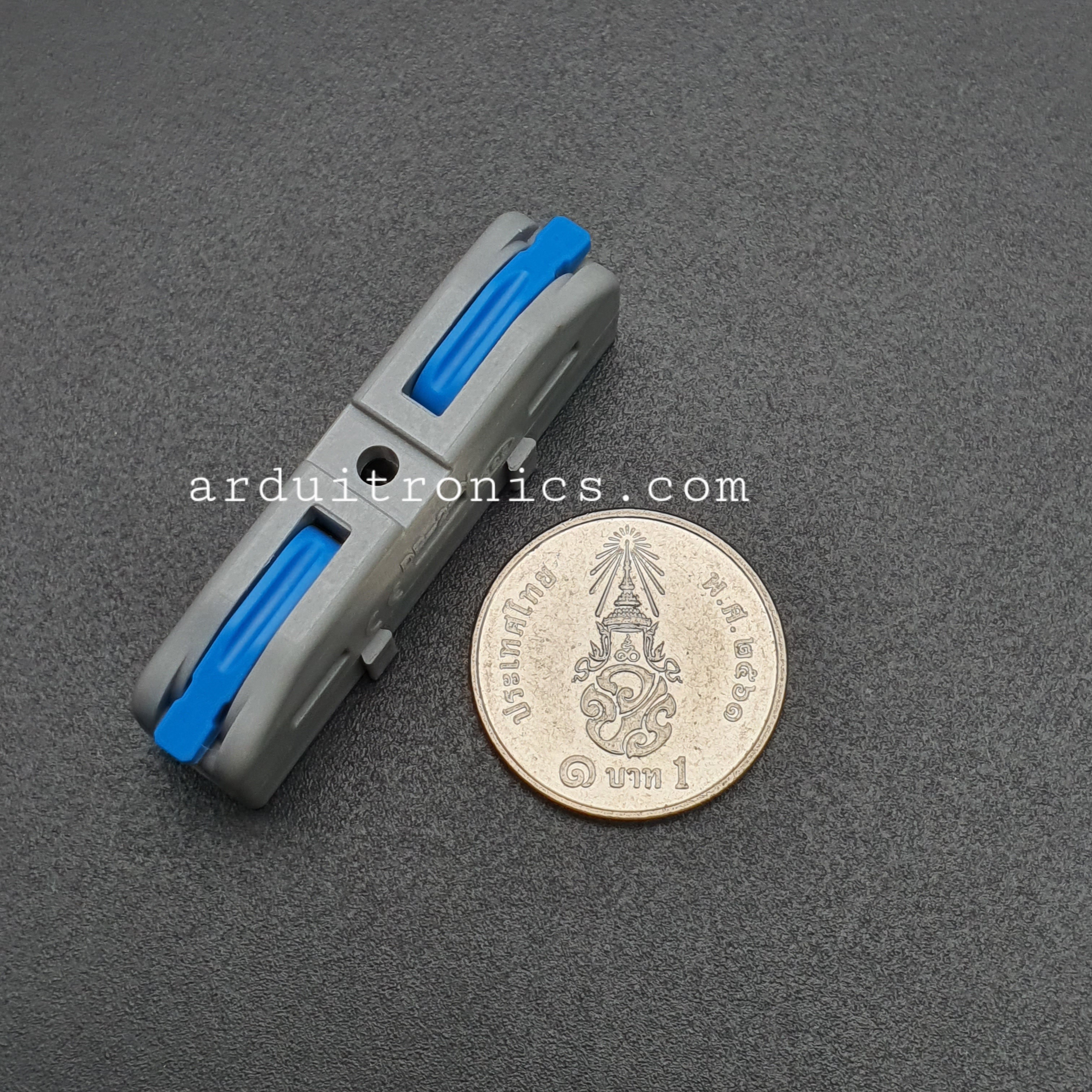 Terminal ต่อสายไฟแบบเร็ว 2 ช่อง (1 in - 1 out) Wire Connector Quick Terminal 0.2-4mm Square Splitter รุ่น DF-2-Y สีฟ้า