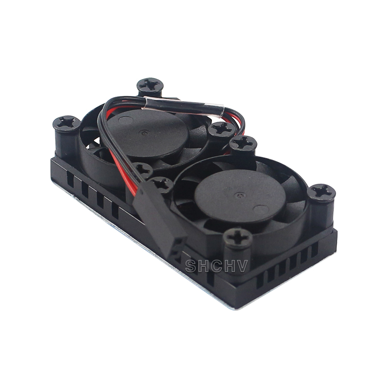 Dual Fan with built-in Dual Heat Sink Base for Raspberry Pi 4B/3B+/3B (แถม Heat Sink เล็กเพิ่มอีก 2 ชิ้น)