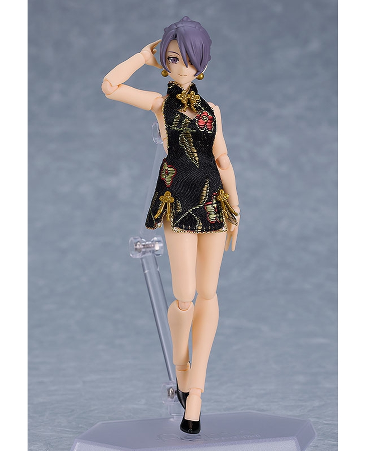 "Pre-Order" [569c] figma Female Body (Mika) with Mini Skirt Chinese Dress Outfit (Black)