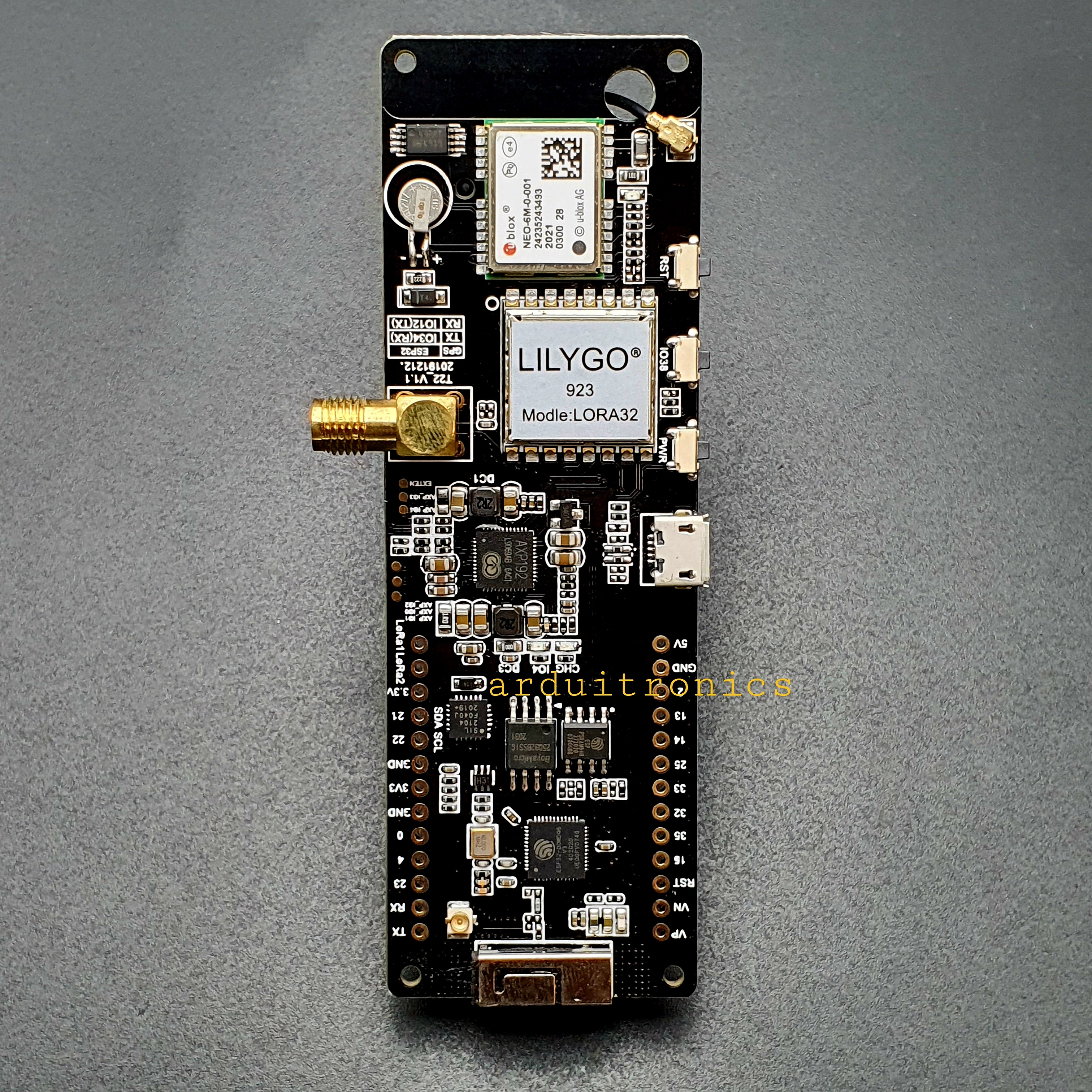 LILYGO TTGO T-Beam V1.1 ESP32 Lora32 (923MHz) GPS (NEO-6M SMA) Bluetooth พร้อมรางถ่าน 18650