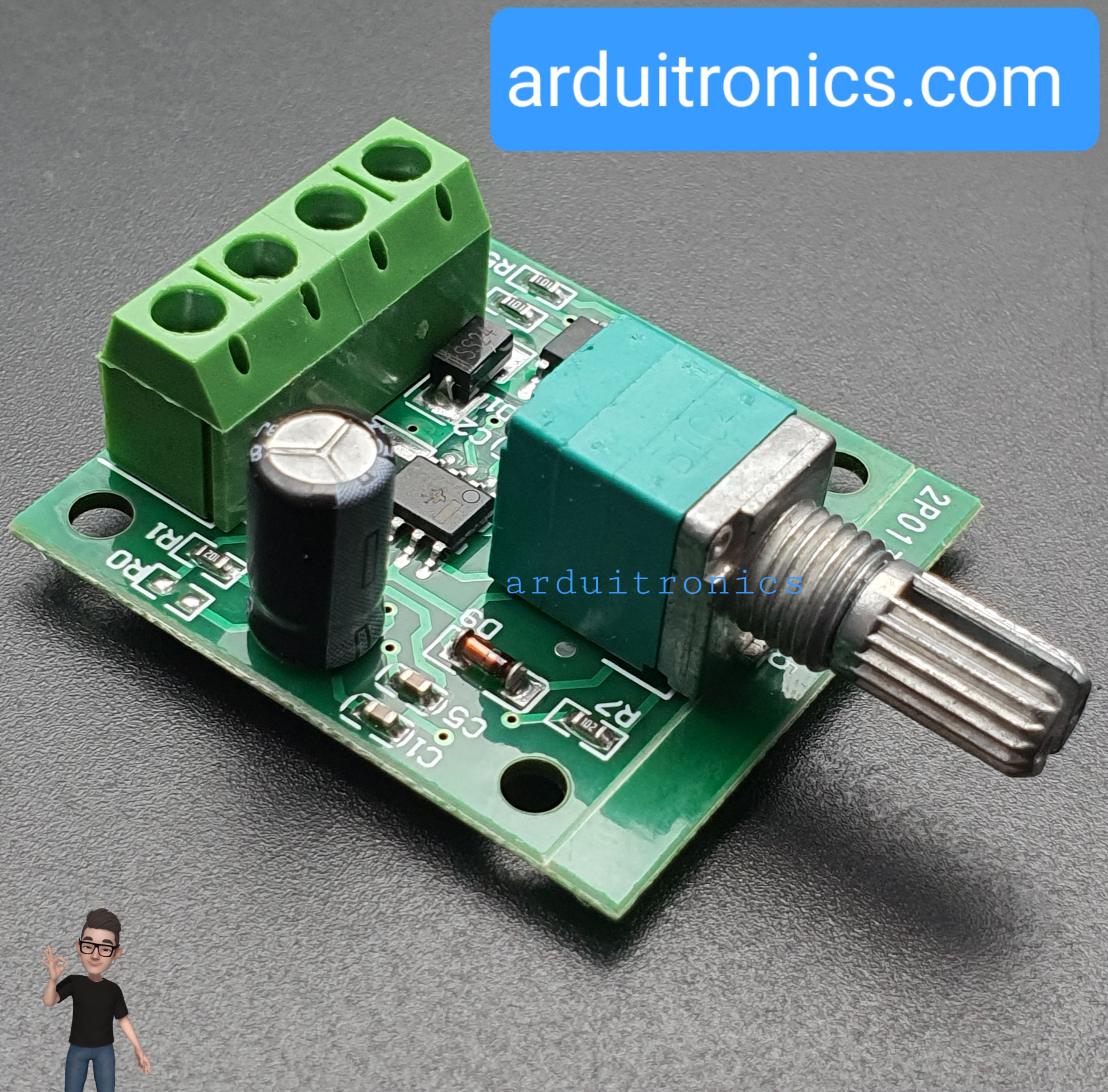 โมดูลขับมอเตอร์ ควบคุมความเร็ว DC Motor Speed Controller PWM 1803BK 1.8-12V กระแสสูงสุด 2A
