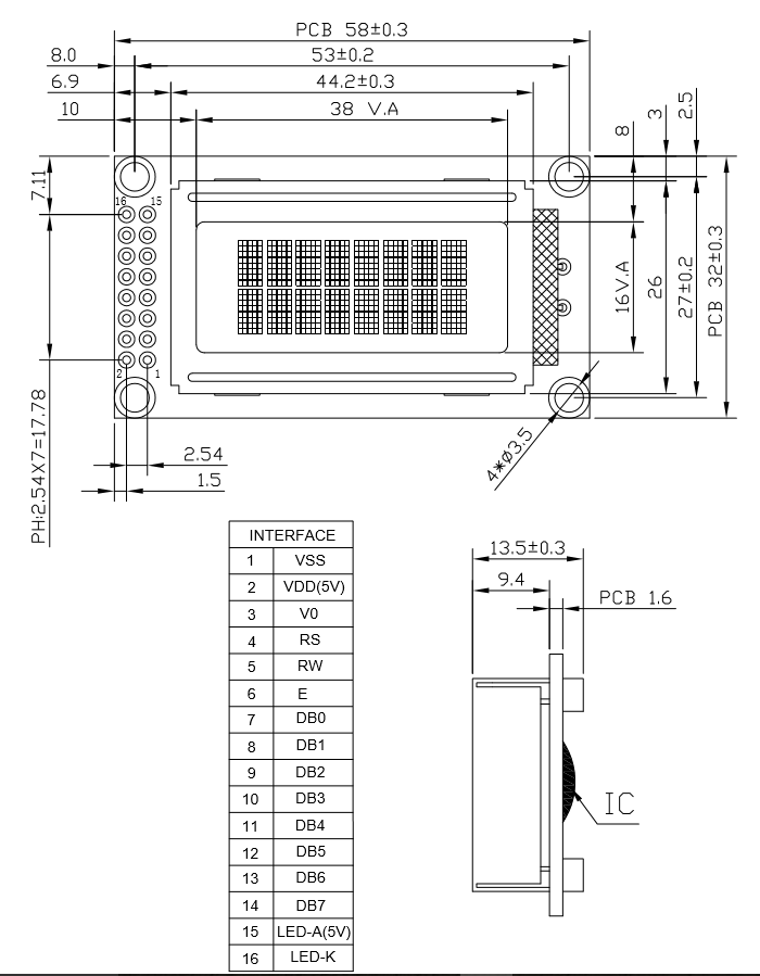 LCM0802B 5V 8x2 Character LCD 0802 (Blue Screen with Backlight)