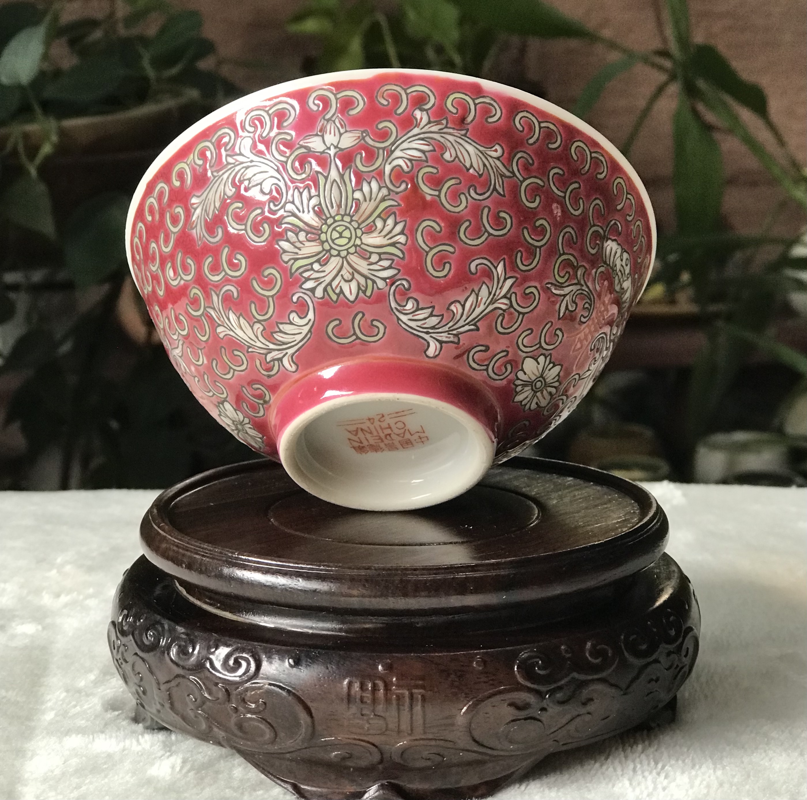 ถ้วยกระเบื้องกังใส โปร่งแสง ลายบ่วงสิ่ว(อายุวัฒนะ) บ่วงซิ่วลายนูน Chinese Bajarong Bowl