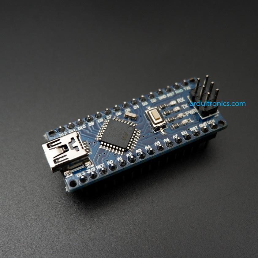 Nano V3 ATMega328P CH340G (mini USB) บัคกรีแล้ว + แถมสาย mini USB