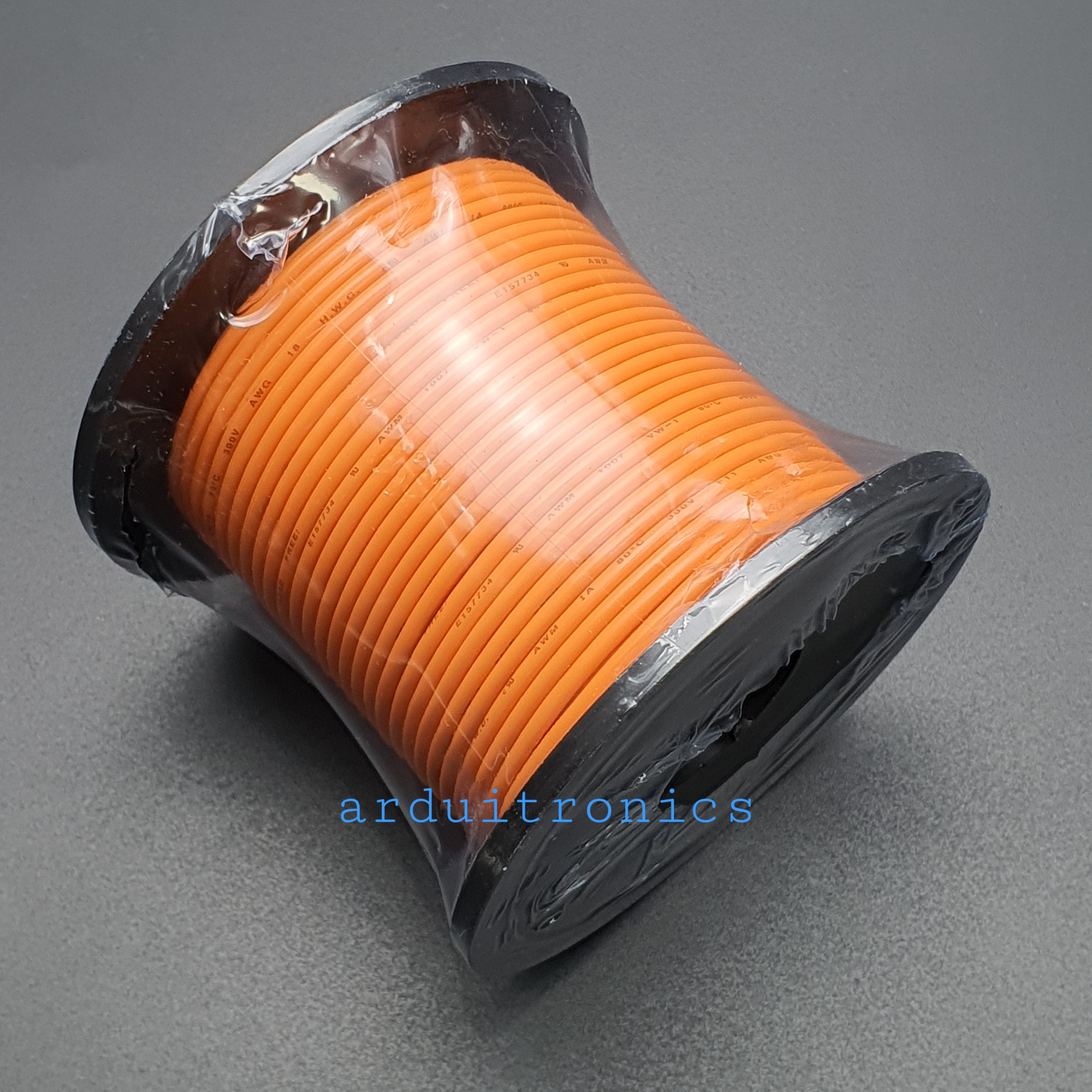 สายไฟอ่อนเส้นเดี่ยว 18AWG UL1007 ความยาว 100 ฟุต (30 เมตร) สีส้ม