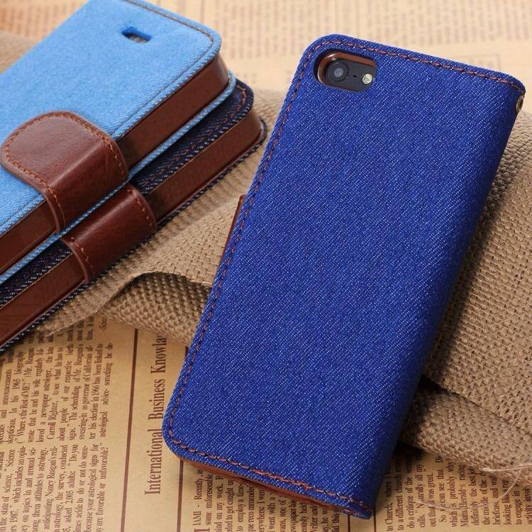 canvas leather case FOR iPhone 5C สีน้ำเงินเข้ม