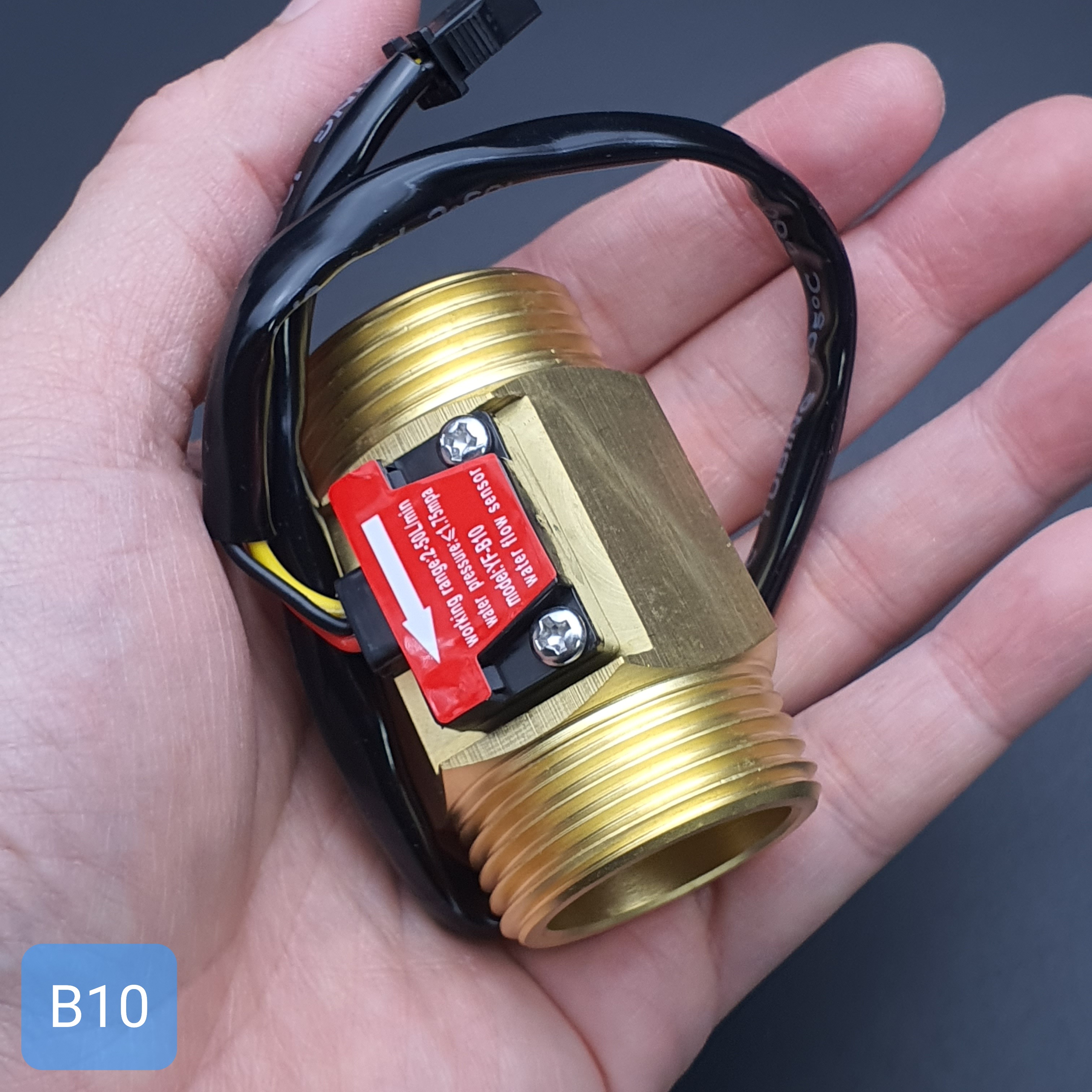 B10 เซ็นเซอร์วัดอัตราการไหลของน้ำ ทองแหลือง 1 นิ้ว 8หุน Water Flow sensor 2-50L/min Size 58 mm