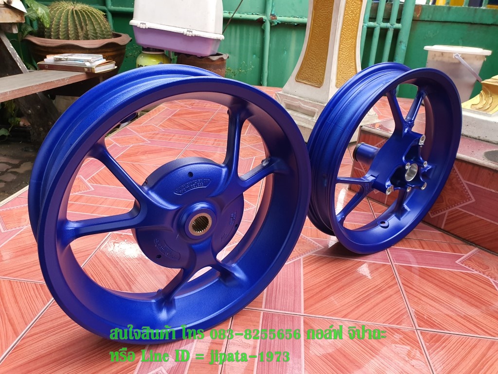 (Aerox) ชุดวงล้อแม็ก หน้าหลัง Yamaha Aerox 155 (สีน้ำเงิน) แท้ (ขายเป็นคู่)